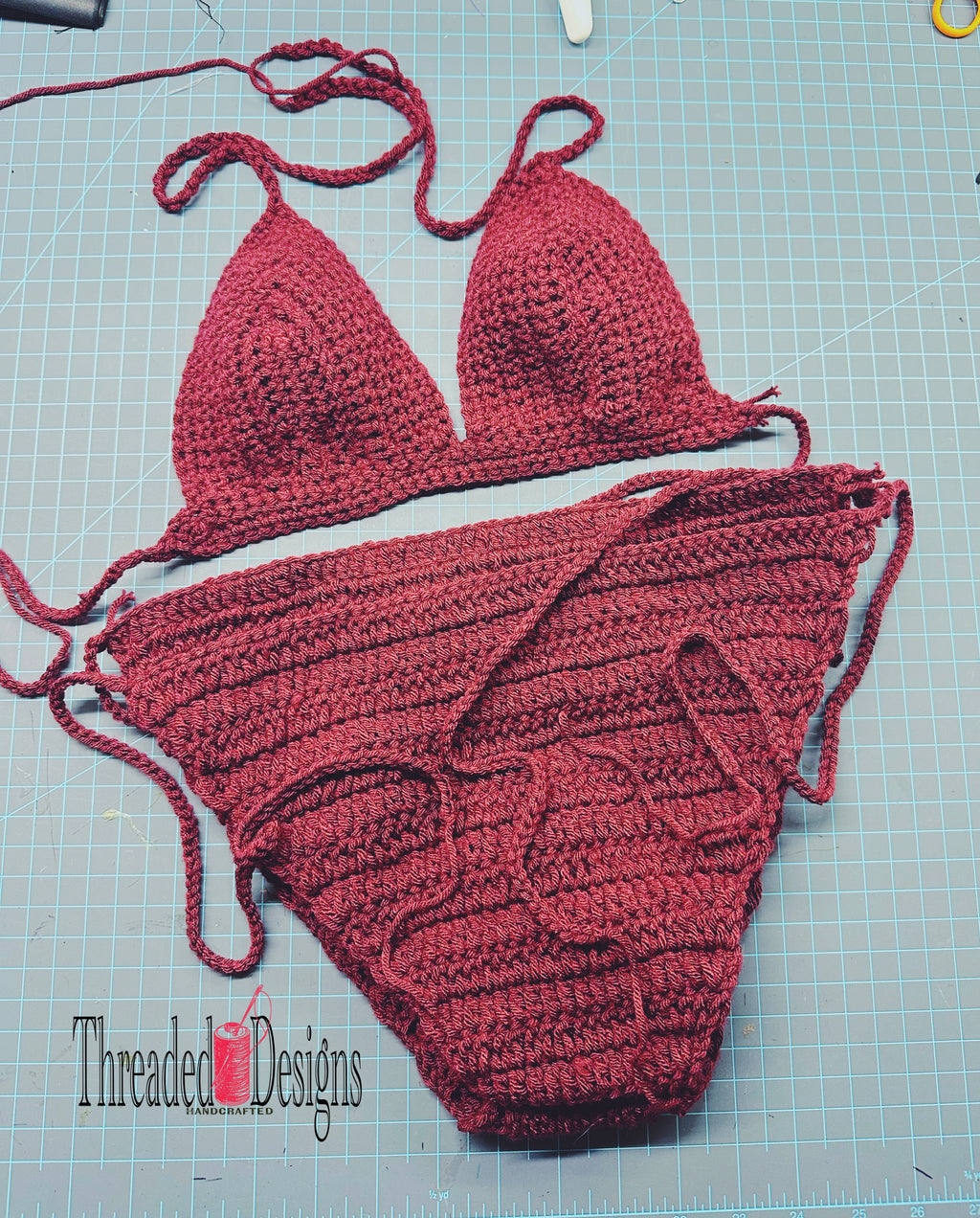 Crochet Beach Bikini - Burgundy