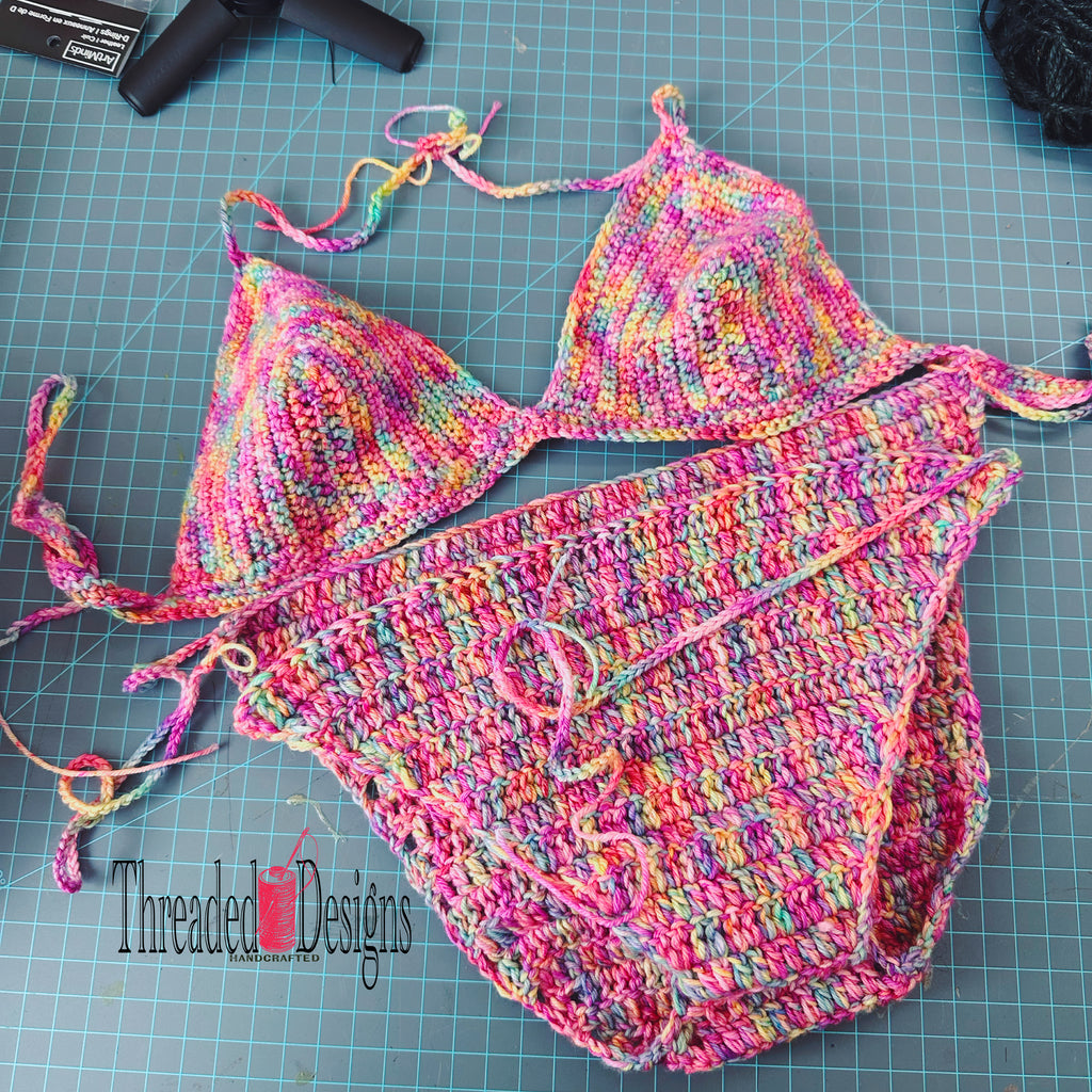 Pre-Order Crochet Beach Bikini-Rainbow