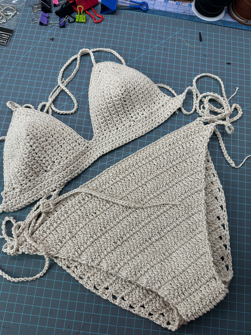 Crochet Beach Bikini - Off White/Gold