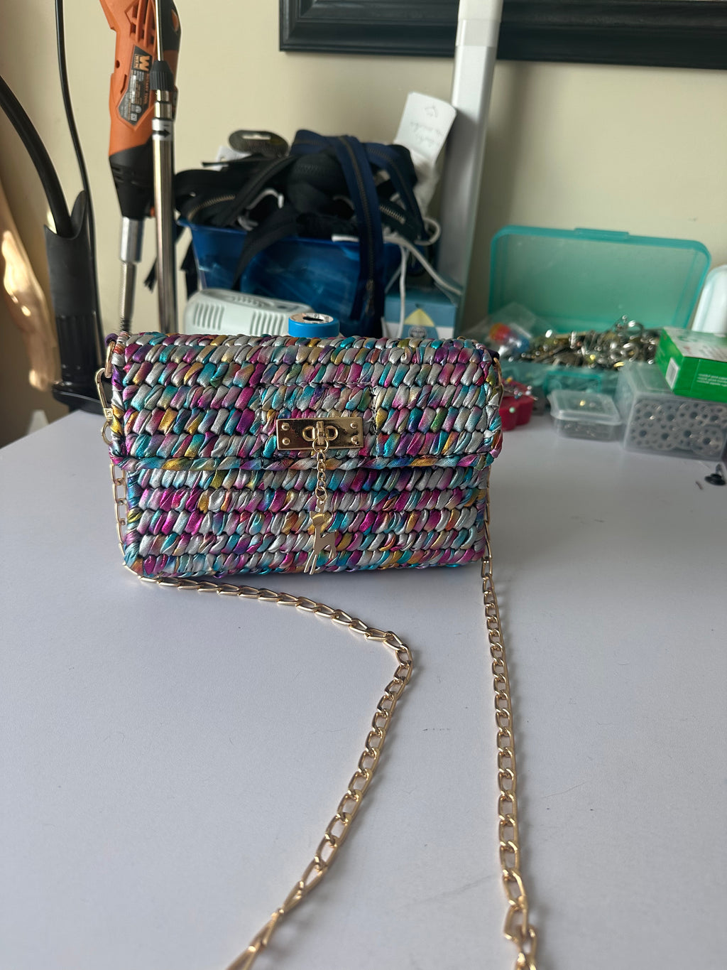 Crochet Metallic Clutch