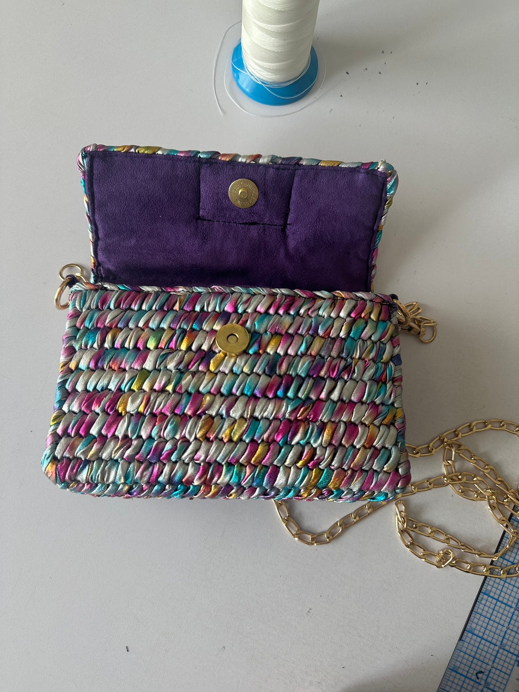 Crochet Metallic Clutch