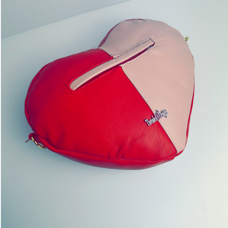 Red/Pink Leather Heart Handbag