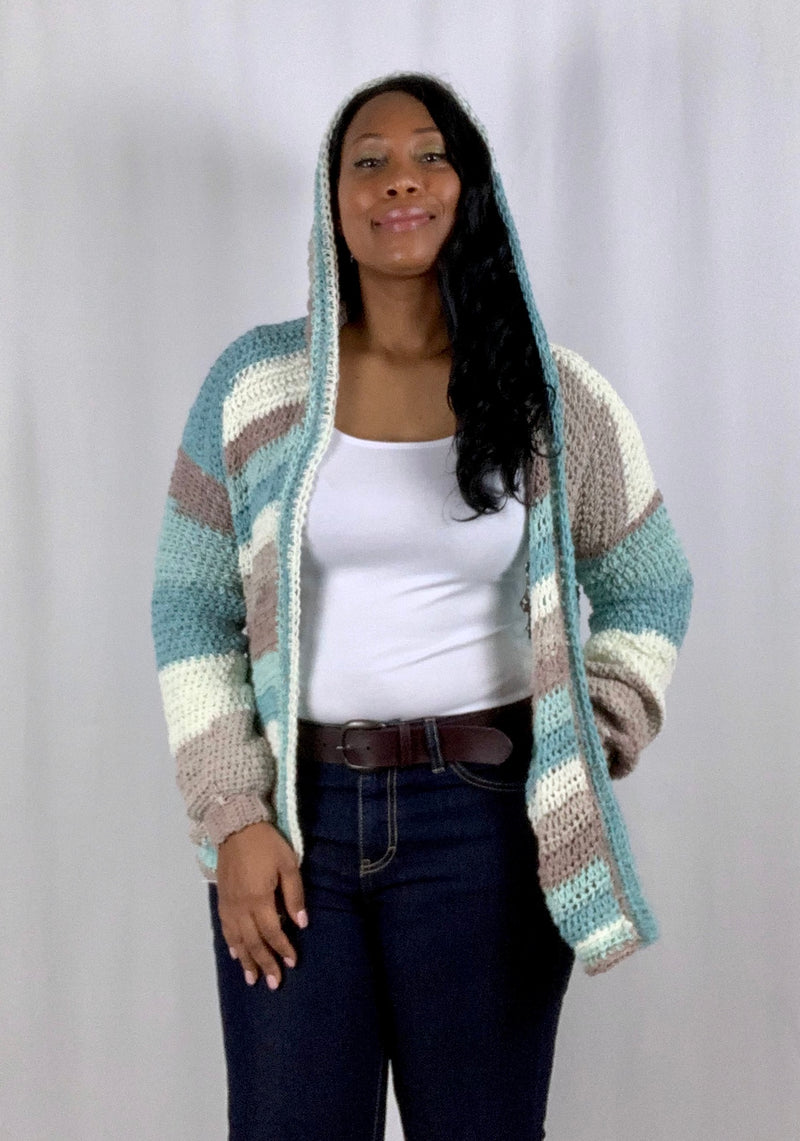 Cardigan - Color Blocked Gray