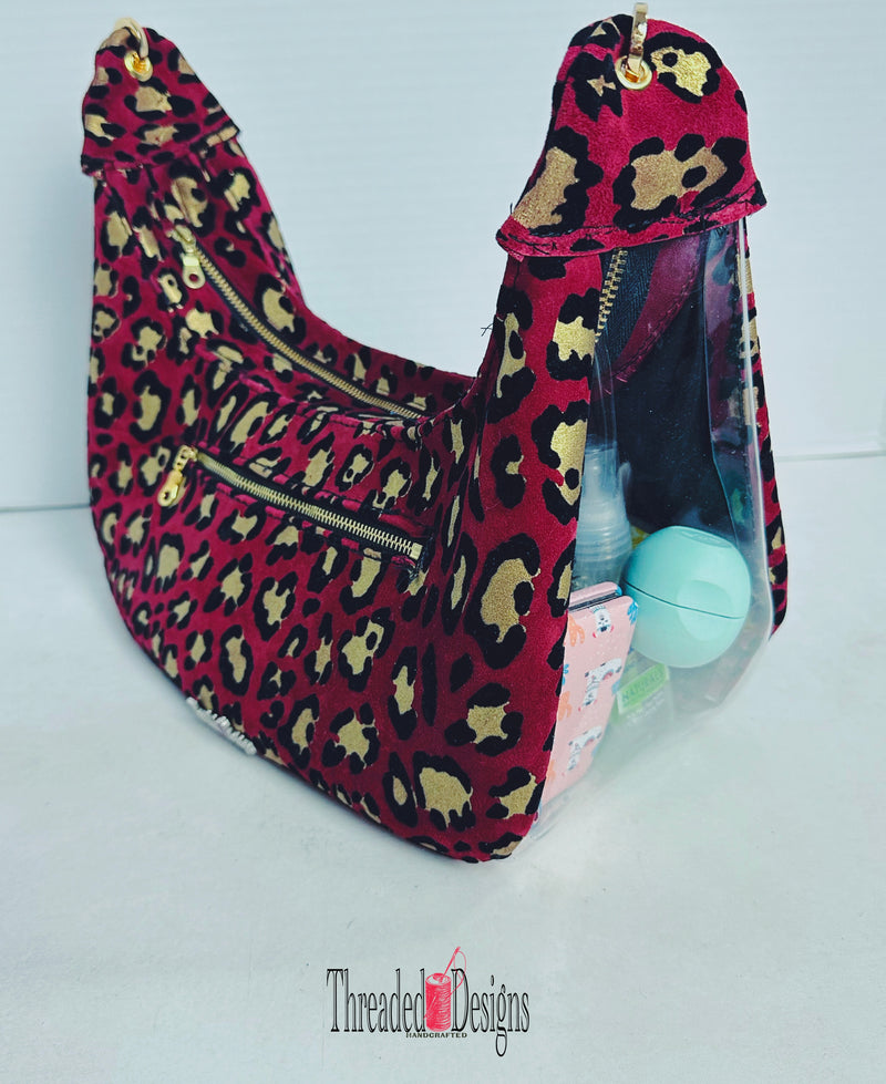 Red Leopard Suede Hobo