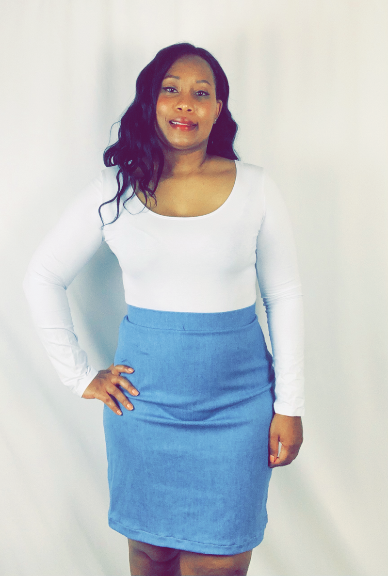 Alicia Nicole Denim Pencil Skirt