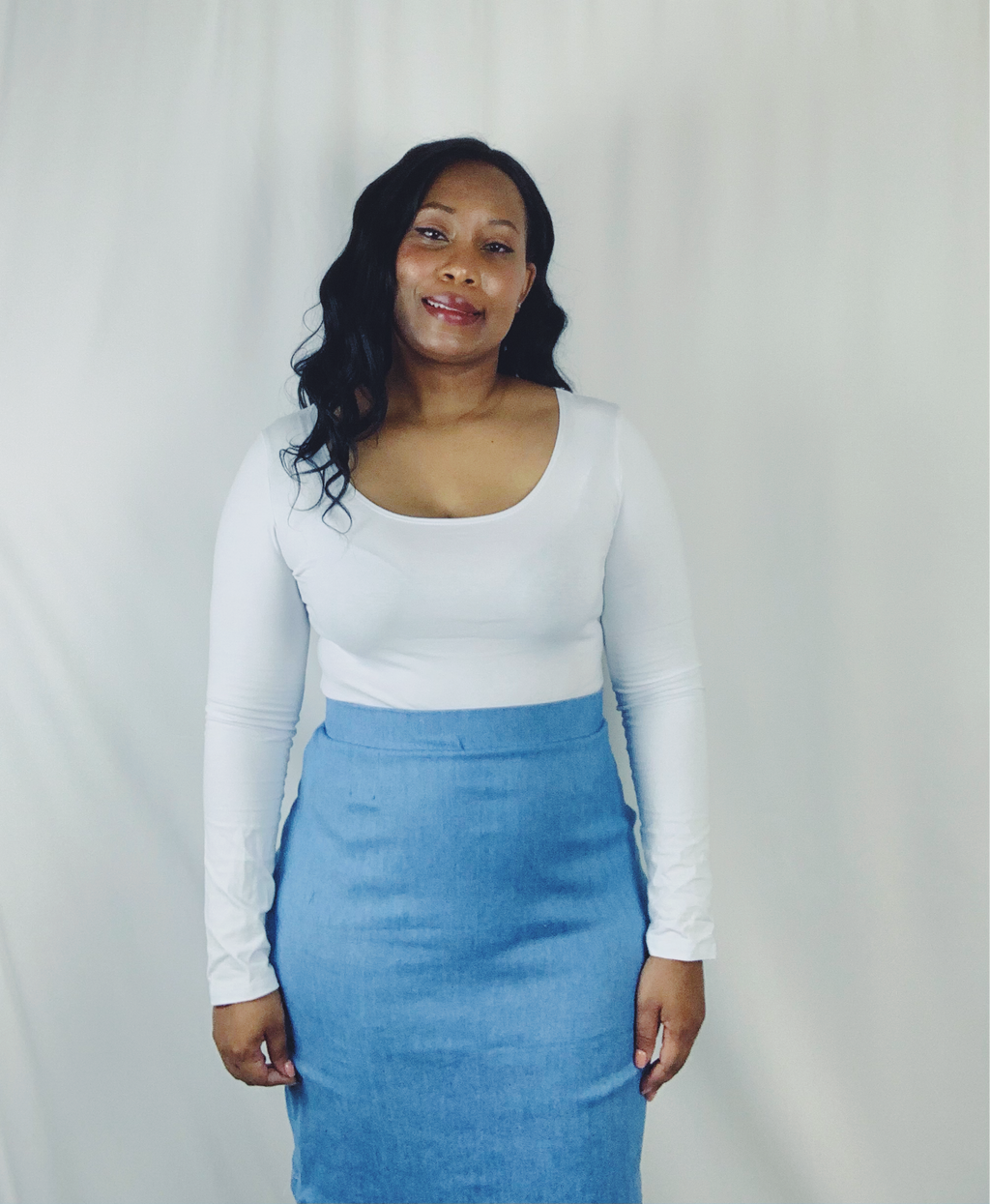 Alicia Nicole Denim Pencil Skirt