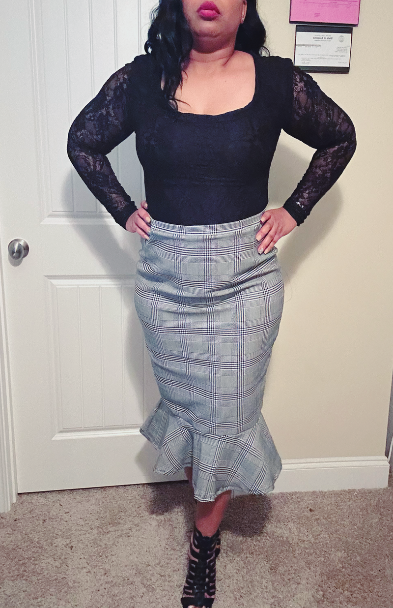 Plaid Peplum Skirt