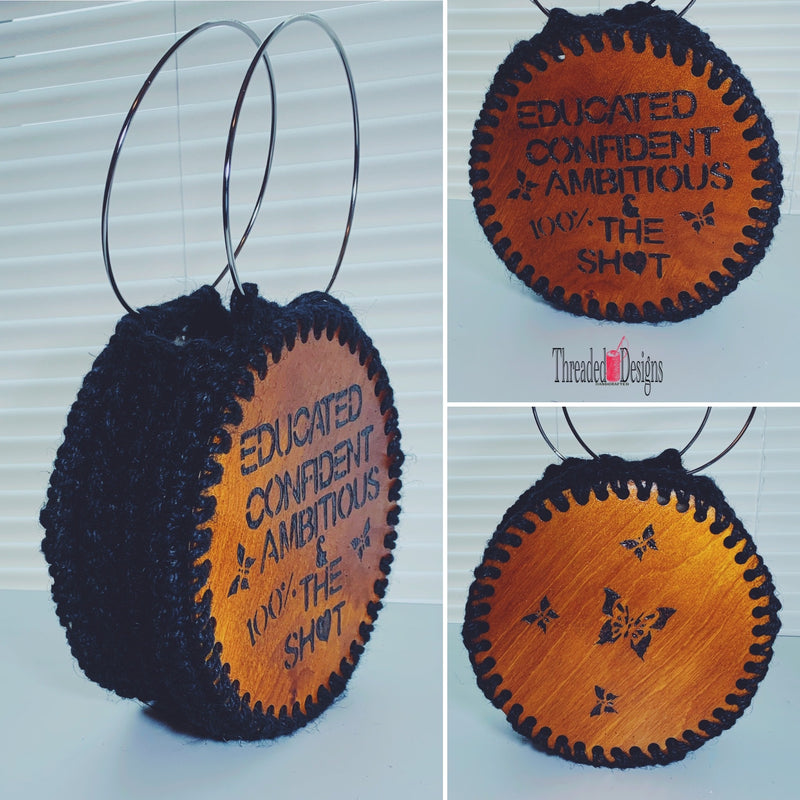 “Educated & Ambitious” Wooden Statement Handbag