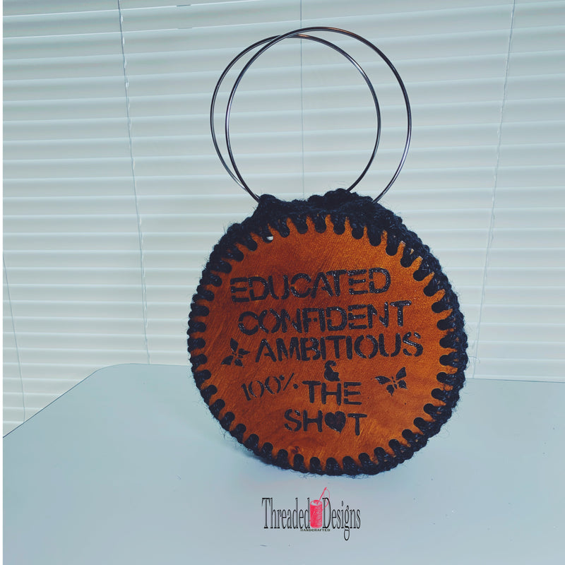 “Educated & Ambitious” Wooden Statement Handbag