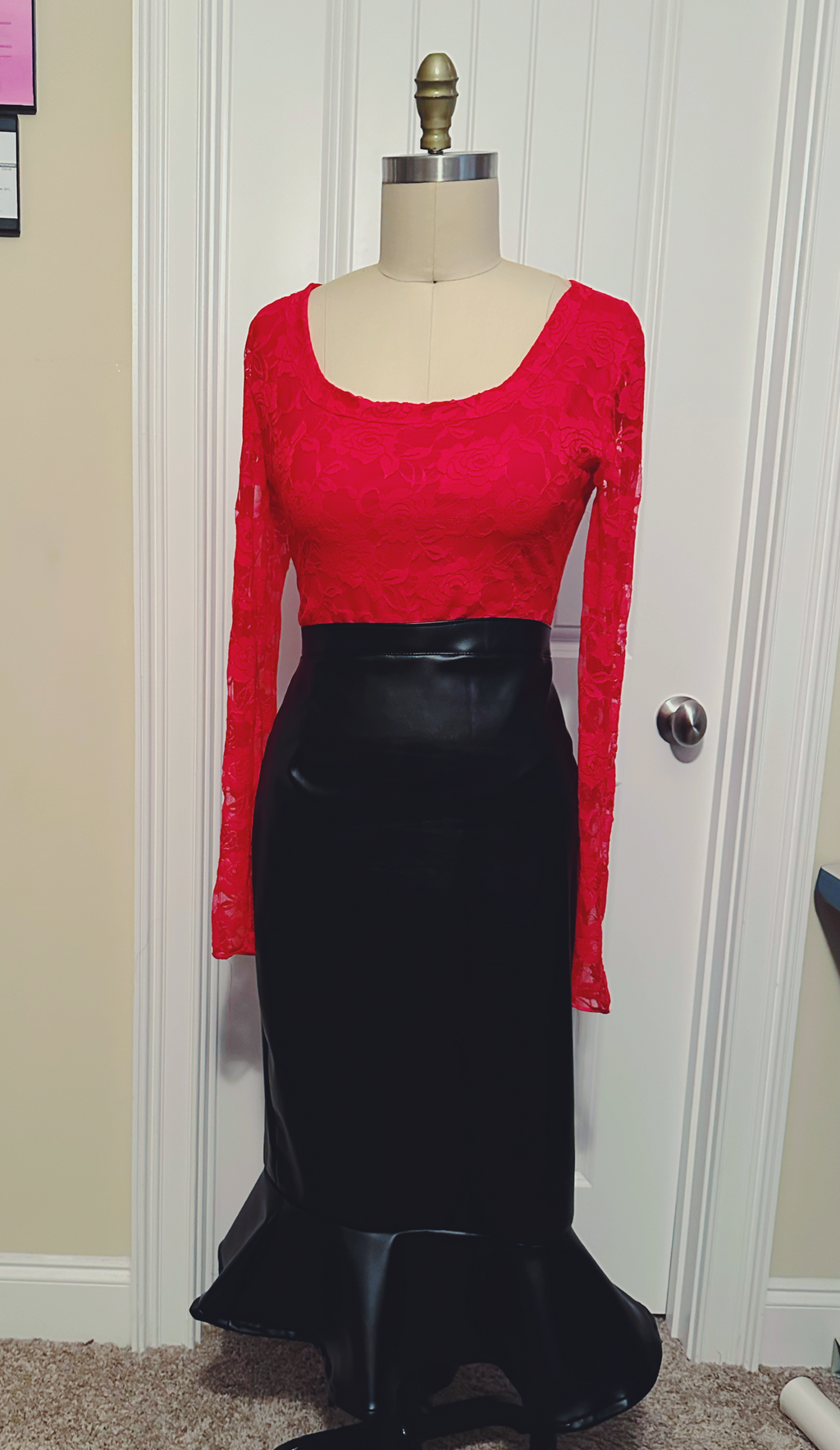 Black Leather Peplum Skirt